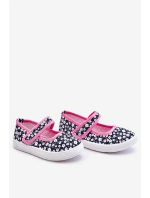 Dětské balerínky na suchý zip v potisku námořnické modré a růžové Selah Dětské balerínky na suchý zip v potisku námořnické modré a růžové Selah