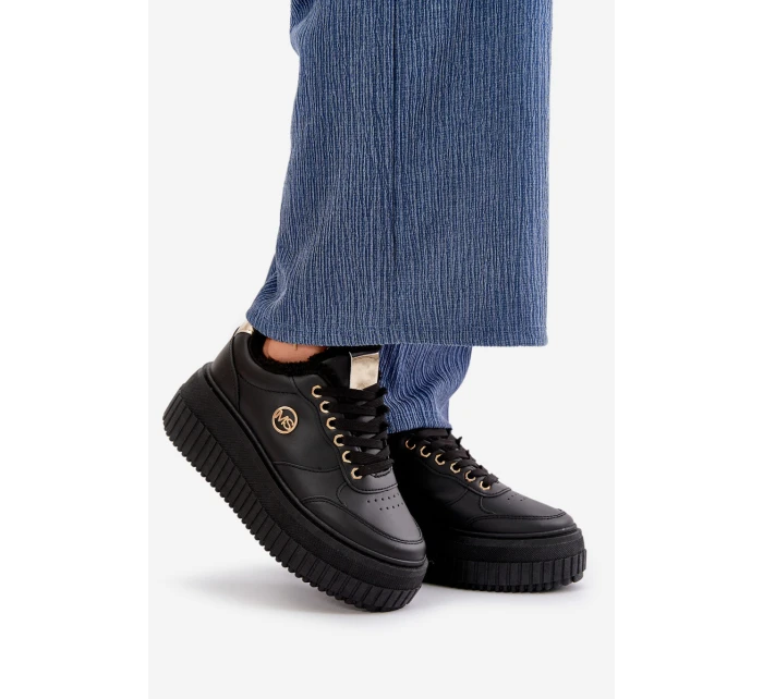 Sneakersy Dámské Sportovní Boty Zateplené Na Masivní Podešvi Černé Ardiela Sneakersy Dámské Sportovní Boty Zateplené Na Masivní Podešvi Černé Ardiela