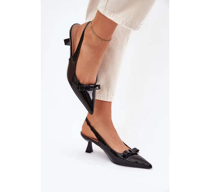 Lakované Sandály Na S Mašlí Černé model 21699990 - Boto Lakované Sandály Na S Mašlí Černé model 21699990 - Boto