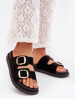 Dámské Sandały Na Platformě Se Zlatými Přezkami Černé Verena