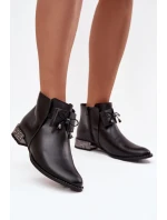 Dámské kožené boty na nízkém podpatku Zazoo – černé Dámské kožené boty na nízkém podpatku Zazoo – černé