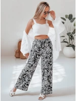 Dámské kalhoty ze široké látky TROPICAL SUN černé FashionStreet UY2634