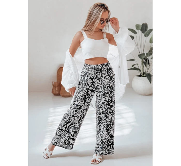 Dámské kalhoty ze široké látky TROPICAL SUN černé FashionStreet UY2634