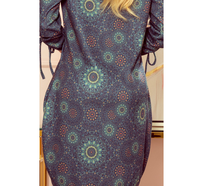 SOPHIE - Pohodlné dámské oversize šaty se vzorem zelených mandal 281-5
