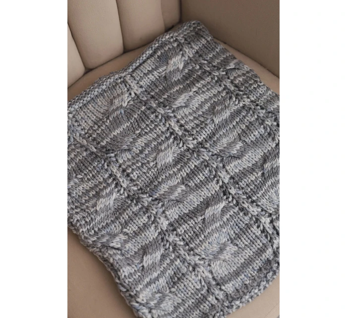 Dámský pletený měkký melírovaný zimní šál KN25 šedý+grafitový
