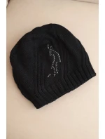 Dámská zimní čepice s vlnou a zdobením z džetů K480 černá