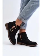 Dámské boty na ploché podrážce s pásky černé model 21647710 - Boto Dámské boty na ploché podrážce s pásky černé model 21647710 - Boto