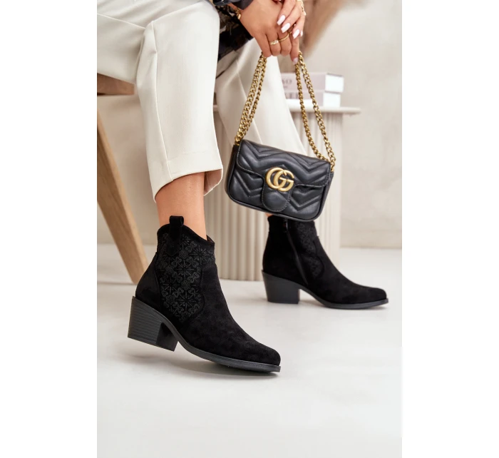 Kozačky Na Zip Eko Semišové Černé model 21668132 - S.Barski