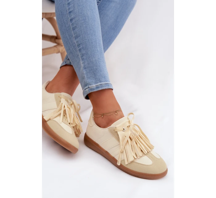 Dámské tenisky s třásněmi Žluté model 21997712 - Boto