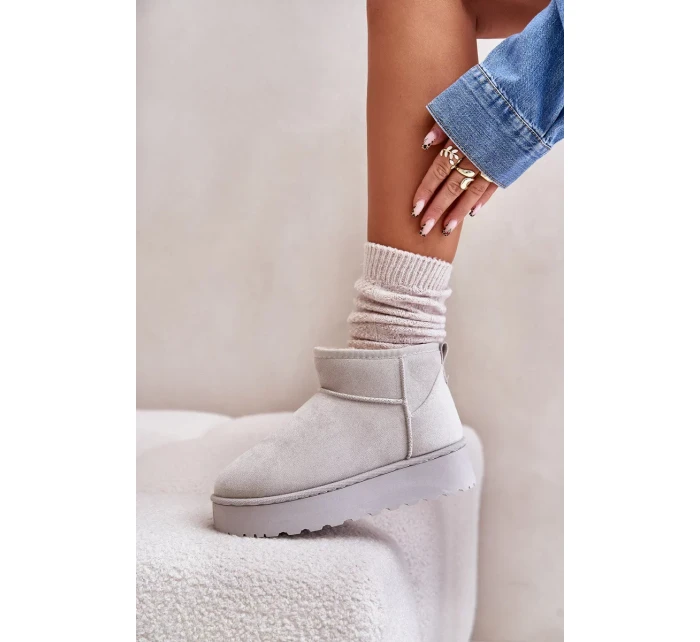 Sněhule Dámské Na Platformě Zateplené Kožíškem Světle Šedé Xamella Sněhule Dámské Na Platformě Zateplené Kožíškem Světle Šedé Xamella