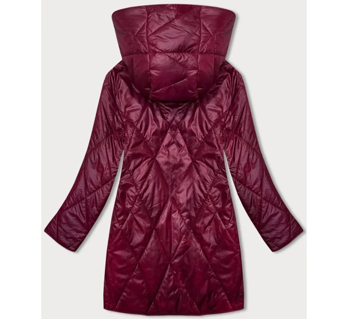 Dámská bunda ve vínové bordó barvě s ozdobnou kapucí (B8227-74) Dámská bunda ve vínové bordó barvě s ozdobnou kapucí (B8227-74)
