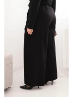 Dámské kalhoty Plus Size s širokými nohavicemi a model 21728713 černé - K-Fashion