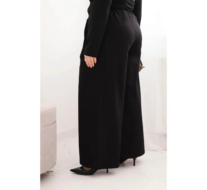 Dámské kalhoty Plus Size s širokými nohavicemi a model 21728713 černé - K-Fashion