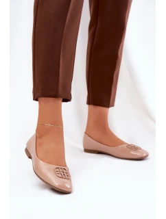 Lakované Elegantní Dámské Baletky S Ozdobným Detalem Béžové Vinceza 17377