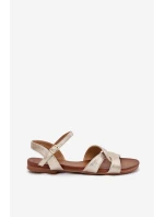 Ploché Lesklé Sandály Dámské S.Barski KV51-022 Zlaté