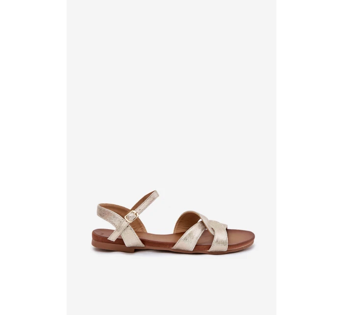 Ploché Lesklé Sandály Dámské S.Barski KV51-022 Zlaté