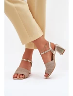 Dámské Sandály Na Podpatku Zlaté model 21702391 - Boto Dámské Sandály Na Podpatku Zlaté model 21702391 - Boto