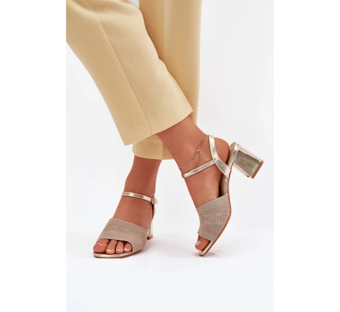 Dámské Sandály Na Podpatku Zlaté model 21702391 - Boto Dámské Sandály Na Podpatku Zlaté model 21702391 - Boto