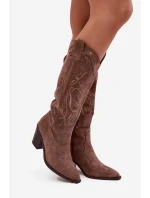 Dámské na podpatku z eko semiše khaki model 21714741 - Boto