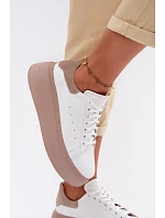 Kožené dámské tenisky na platformě Zazoo N408S2 bílé