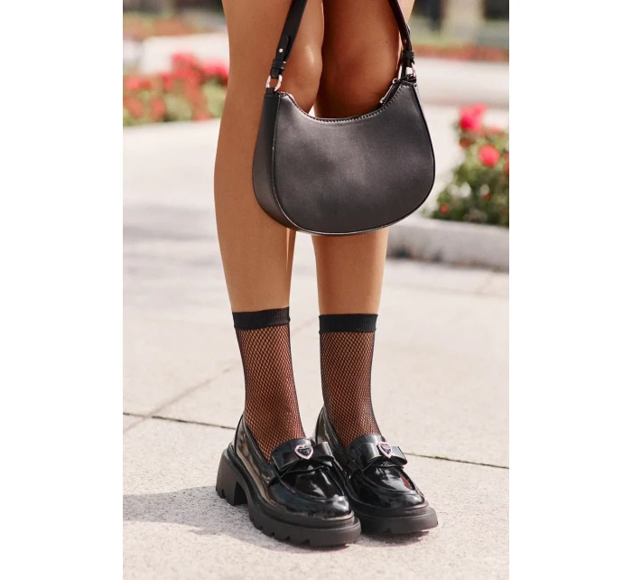 Kožené Dámské Mokasíny S Mašlí A Srdcem D&A Černé Kožené Dámské Mokasíny S Mašlí A Srdcem D&A Černé