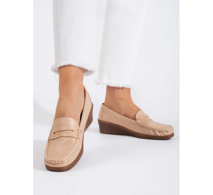 Pohodlné hnědé dámské mokasíny bez podpatku Pohodlné hnědé dámské mokasíny bez podpatku