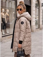 Dámská prošívaná přechodová bunda s kapucí v barvě kamelové od FashionStreet TY5790 Dámská prošívaná přechodová bunda s kapucí v barvě kamelové od FashionStreet TY5790