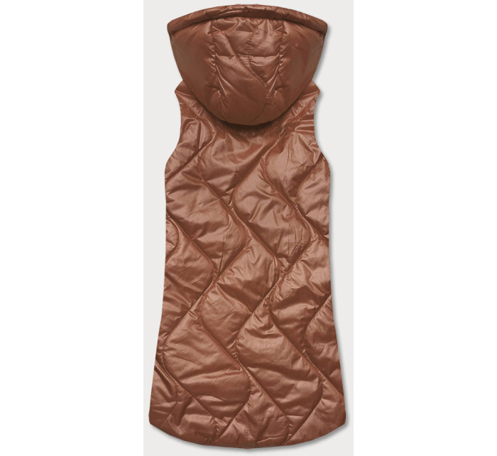 Dámská vesta v karamelové barvě s kapucí (B0130-22)