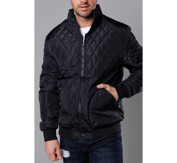 Černá pánská prošívaná bunda se stahovacími lemy model 18347930 - J.STYLE Černá pánská prošívaná bunda se stahovacími lemy model 18347930 - J.STYLE