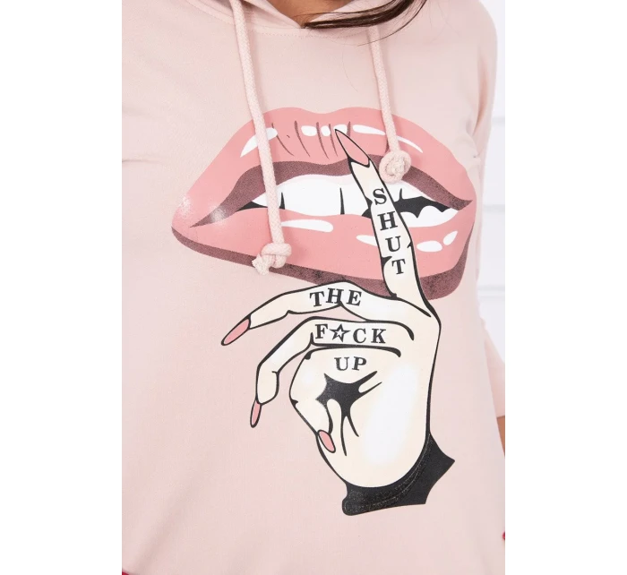 Šaty s delšími zády a barevným potiskem v tmavě pudrově růžové barvě