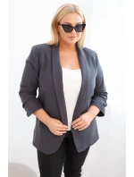 Dámská sako Plus Size bez zapínání s podšívkou model 21468632 grafitová - K-Fashion