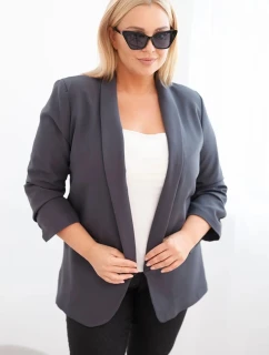 Dámská sako Plus Size bez zapínání s podšívkou model 21468632 grafitová - K-Fashion