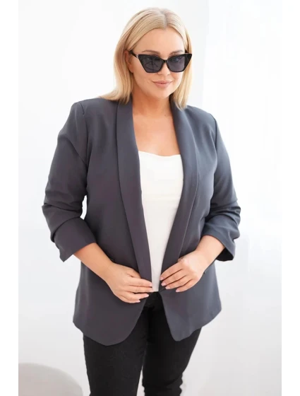 Dámská sako Plus Size bez zapínání s podšívkou model 21468632 grafitová - K-Fashion