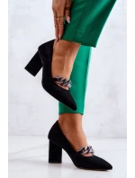 Semišové lodičky S řetízkem černý model 21581664 - S.Barski