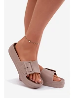 Dámské pěnové sandály na platformě s přezkou Big Star TT274A079 tmavě béžové