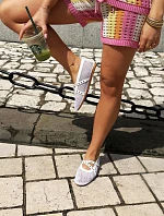 Síťované ploché baleríny s pásky bílé Salliroe