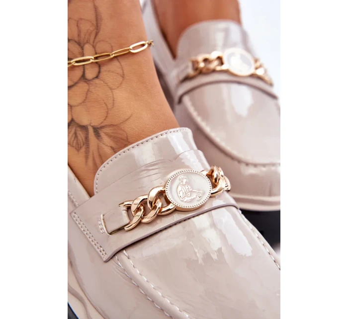 Lakované mokasíny na platformě Světle šedé Ronin