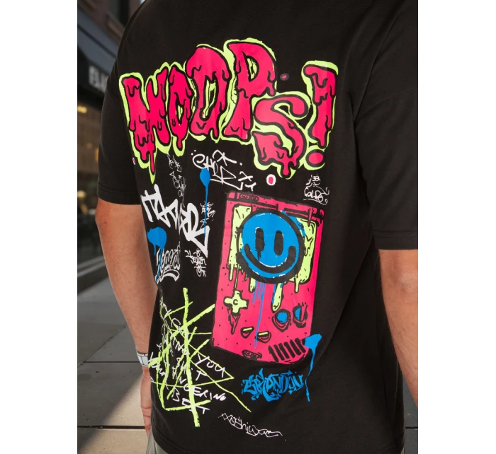 Pánské tričko s potiskem černé FashionStreet RX5645