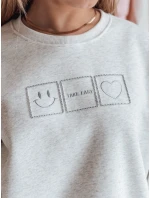Dámská oversize mikina s výšivkou EASYJOY šedá FashionStreet BY1517