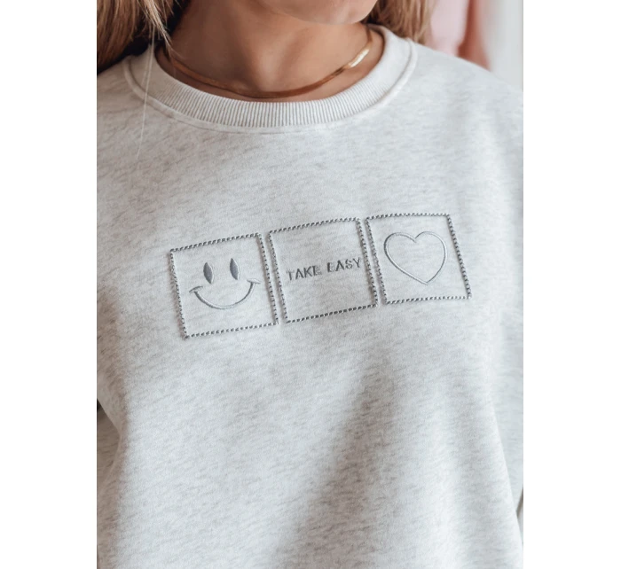 Dámská oversize mikina s výšivkou EASYJOY šedá FashionStreet BY1517