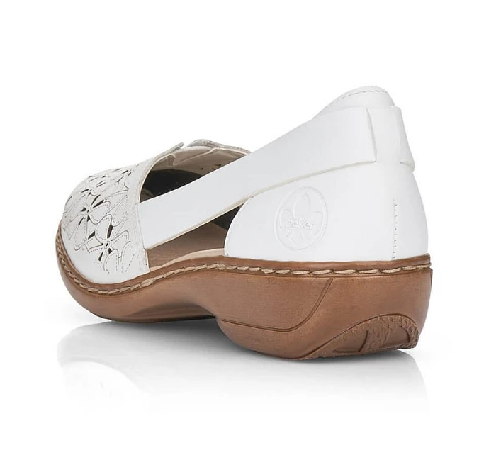 Rieker W RKR442B bílá ažurová kožená polobotka