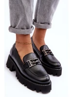 Dámské kůže polobotky s ozdobou černá model 21633020 - Laura Messi Dámské kůže polobotky s ozdobou černá model 21633020 - Laura Messi