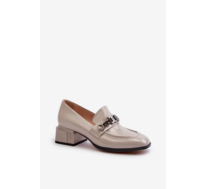 Lakové lodičky na podpatku šedé S.Barski MR38-960