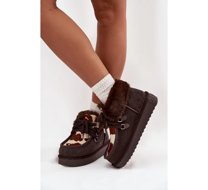 Dámské sněhule z přírodní semišové látky D.Franklin DFSH375008 čokoládové