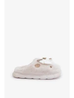 Futrzane Pantofle s Mašlí a Brožemi Bílé Annalira