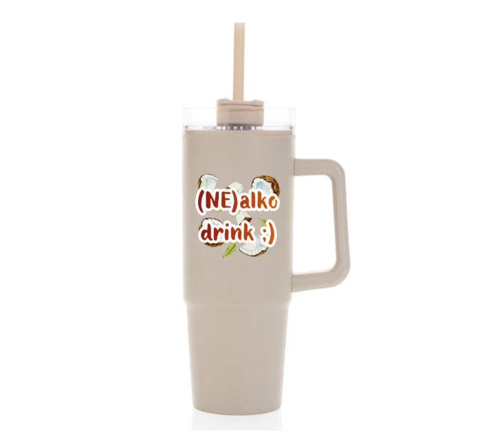 Personalizovaná termoska s průhledným víčkem s ovocem a textem 