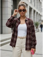 Koszula w kratę damska z przetarciami bordowa FashionStreet DY0484