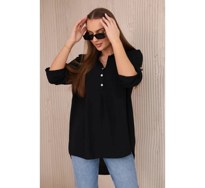 Halenka s prodlouženým zadním dílem černý Halenka s prodlouženým zadním dílem černý