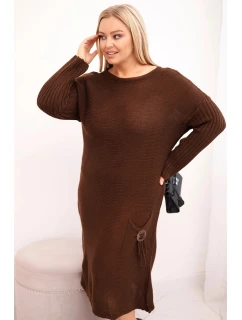Dámská šaty Plus Size s oversize s kapsou čokoládová model 21798763 - K-Fashion