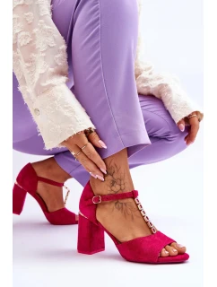 Semišové sandály na vysokém podpatku s kubickými zirkony model 21612495 - VINCEZA